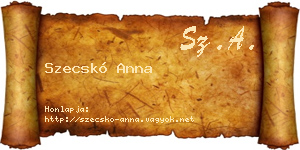 Szecskó Anna névjegykártya