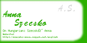 anna szecsko business card